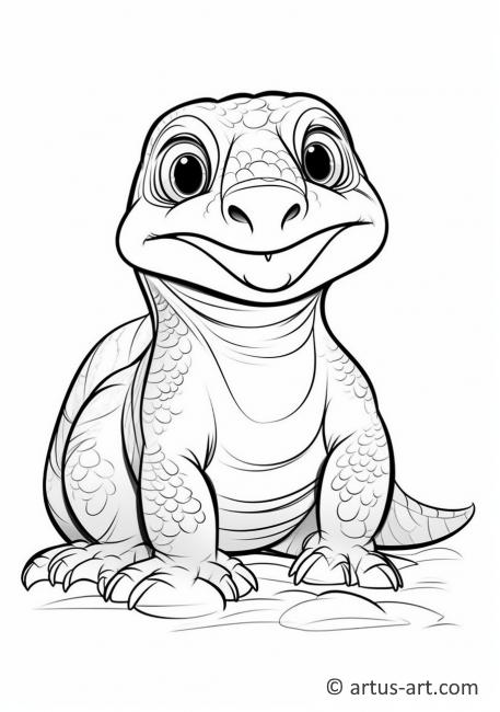 Página para colorear del dragón de Komodo para niños
